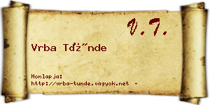Vrba Tünde névjegykártya